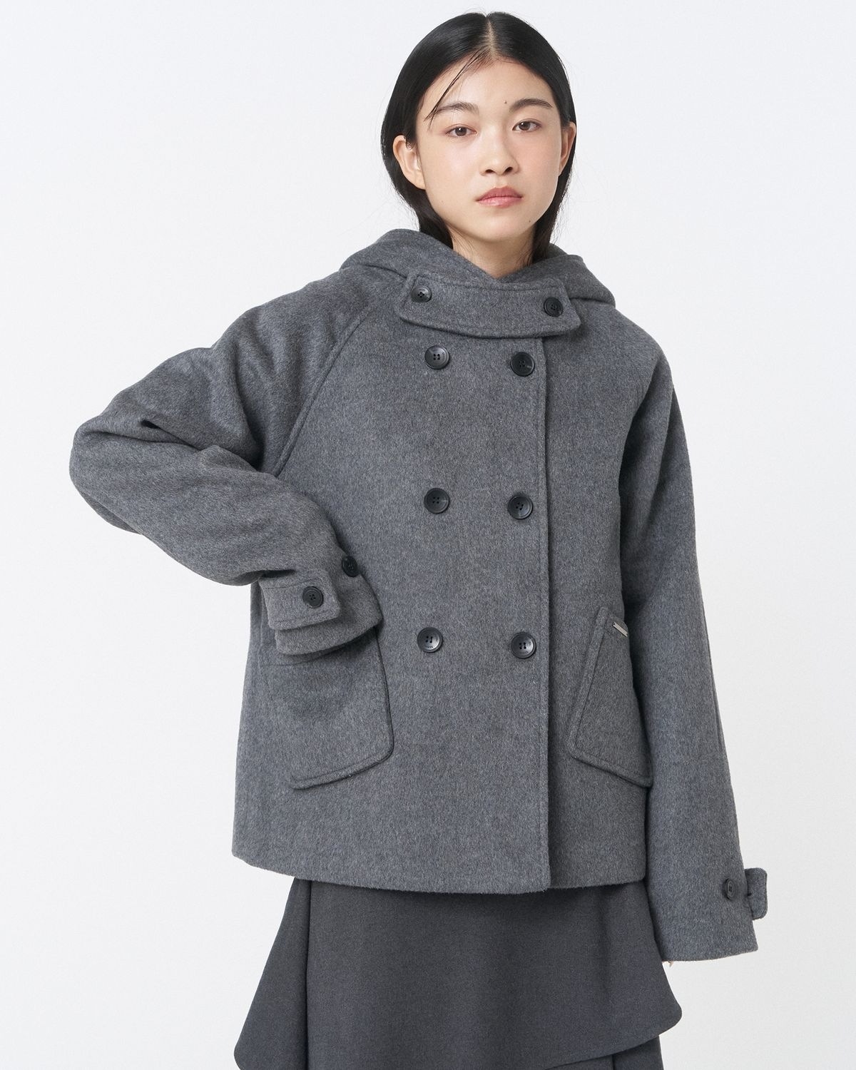 Hoodie double button coat