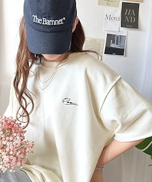 無地 5分袖 刺繍 Tシャツ・カットソー [6カラー]