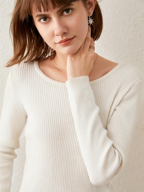 ファッション 服 オシャレ カワイイ シンプル 大カワイイ サイズ 婦服 ラウンドネック セーター 長袖 タイト プルオーバー ニット ウール 秋 シャツ