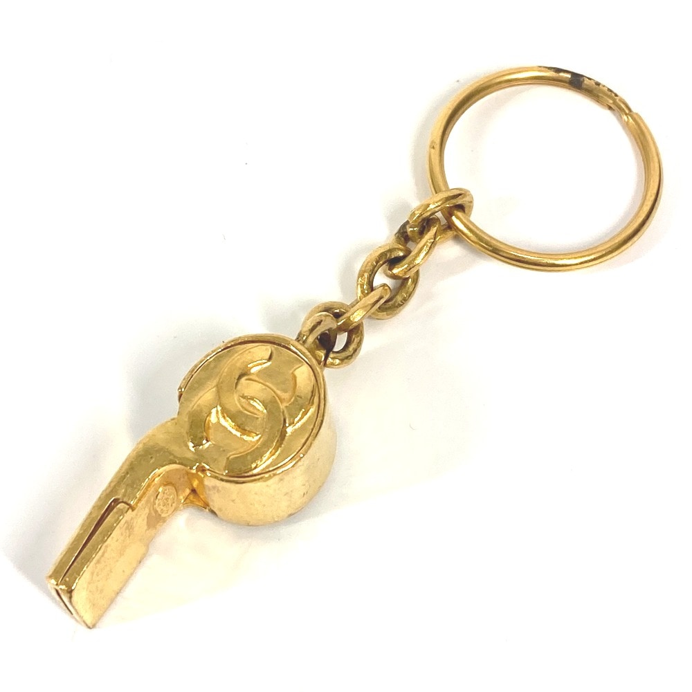 キーホルダー CC ココマーク ホイッスル 笛 97A バッグチャーム キーリング メタル ゴールド