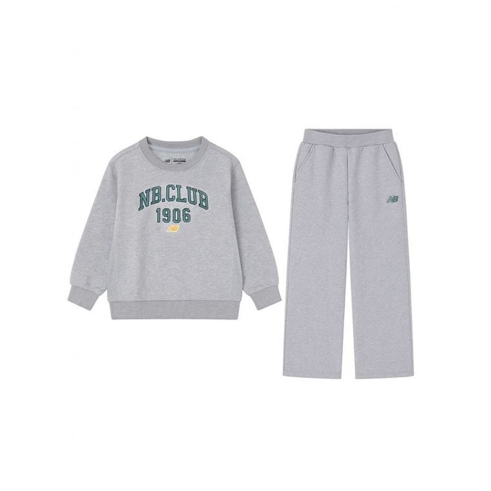 ニューバランスジュニアニューバランスストレートセットアップスウェットシャツキッズジュニアスウェットシャツセットライトグレー NK9YEB403U-AC
