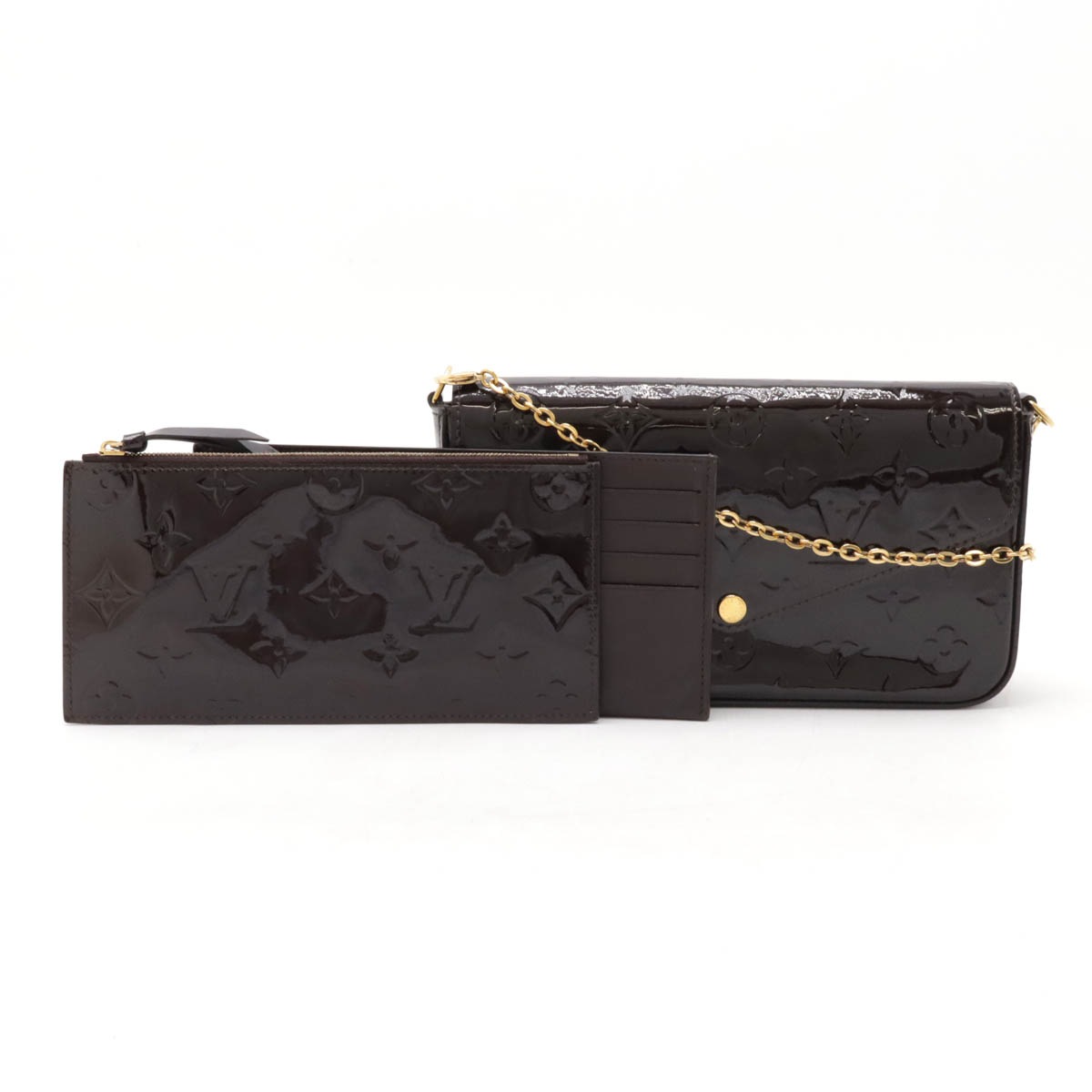 モノグラムヴェルニ ポシェット フェリシー チェーンショルダーバッグ 2WAY クラッチバッグ アマラント M6126