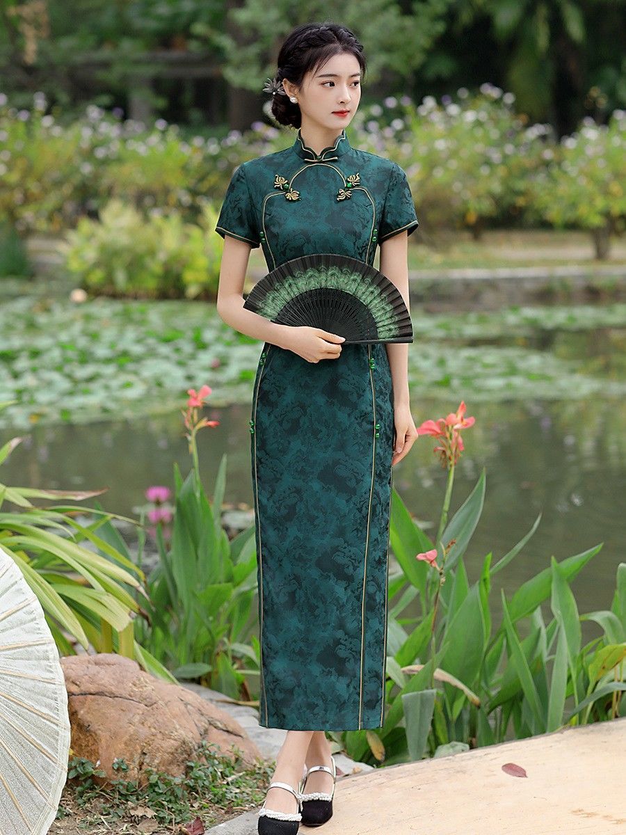 古い上海日常チャイナドレス若いスタイル改良版気質ロングドレス