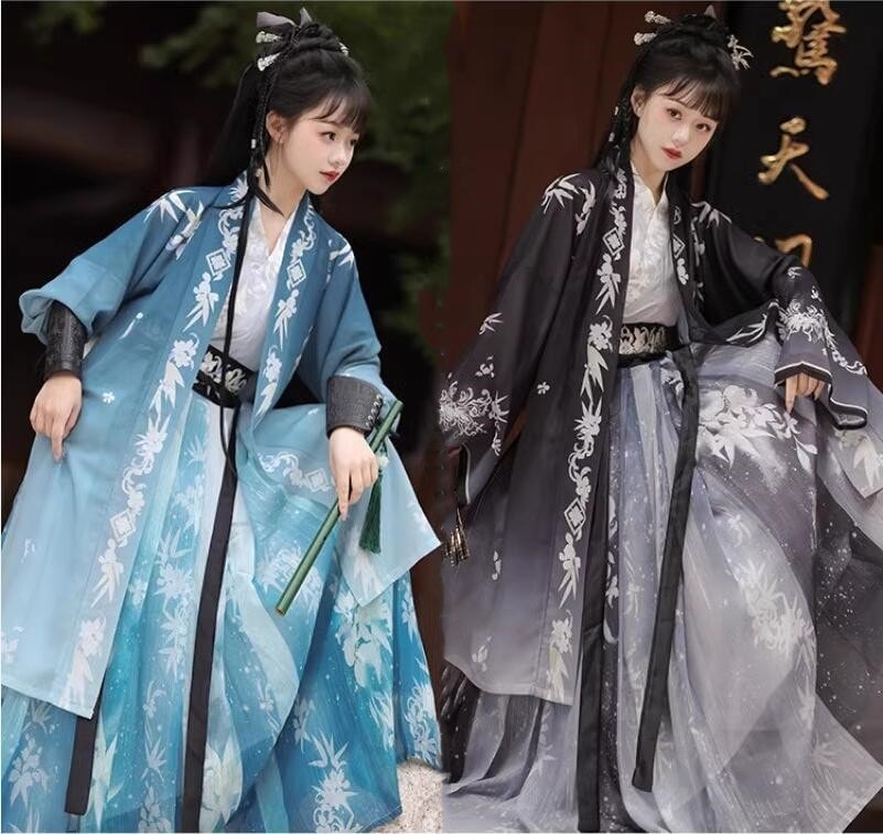 中華風チャイナドレス 漢服 チャイナ服 ブルー 黒系中国伝統古典唐装 レディース 中華コスプレ衣装 大人 学生イベント演出衣装 美しいプリント 二次元宮廷唐時代衣装 写真撮影衣装 華流ステージ衣 5,793円