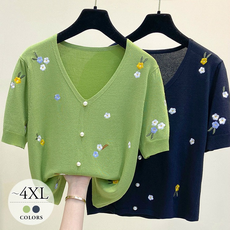 かわいらしいお花の刺繍が女性らしい華やかな印象に様々なシーンで活躍するフェミニンスタイルレディース