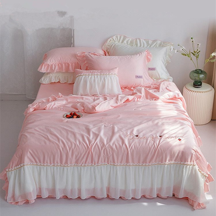 【即納】寝具可愛い女性用も有り 肌ふとん 掛け布団 夏寝具 個性 シルク ひとり暮らしレース 子供 学生 3点セット4点セット 夏掛け布団+ベッドシーツ+枕カバー