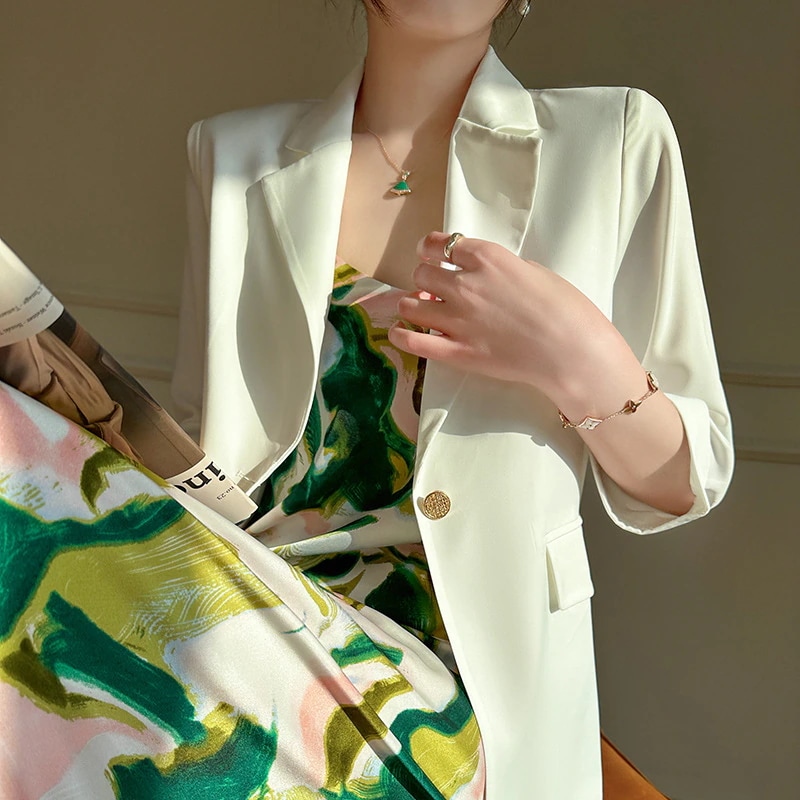 初春 新作 ジャケット カジュアル快適な高級スーツ レディース アウター コート ホワイト ブルースーツ