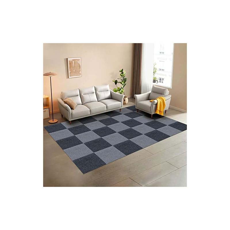 Newthoughts ジョイントマット 吸着マット【30x30cm*40枚】 タイルマット ズレない めくれない カーペット 滑りとめ 防音保温 洗濯機洗える DIY可能 (ダークグレー*ライトグレ