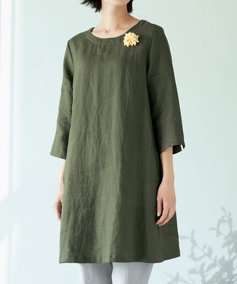 チュニック 麻100%チュニックワンピース アトランダム