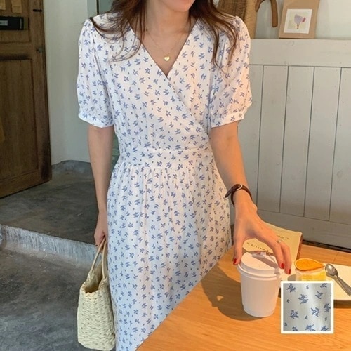 ワンピース カジュアル ロング マキシ丈ワンピ 韓国 ファッション レディース 春 夏 カジュアル コーデ シンプル 定番 セレカジ 20代 30代 40代 2025 カシュクール風 パフスリー