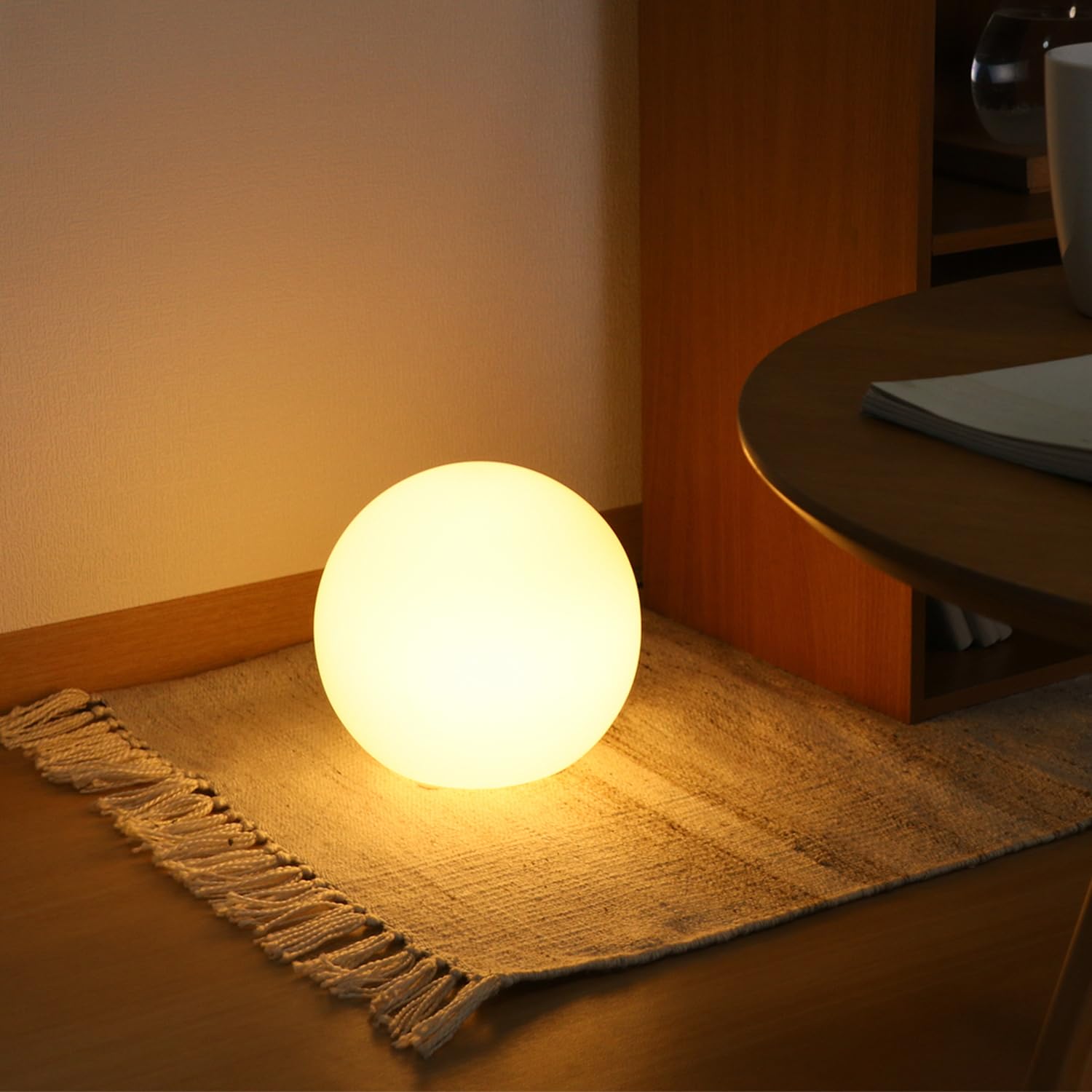 不二貿易(Fujiboeki) テーブルランプ フロアライト 幅20×奥行20×高さ20cm インテリアライト ガラス ボール型 LEDライトのみ対応 66806