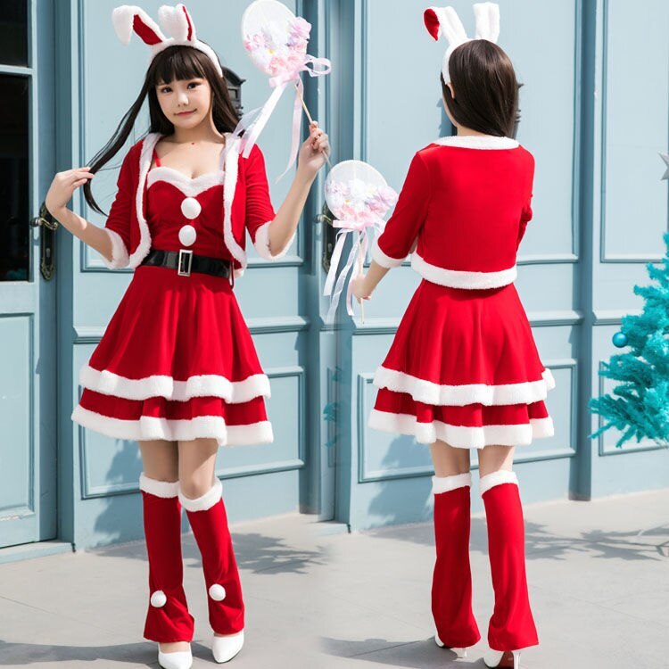 クリスマス衣装サンタクロースコスム女性大人のスーツクリスマスバニーガールパーティープリンセスド30593059