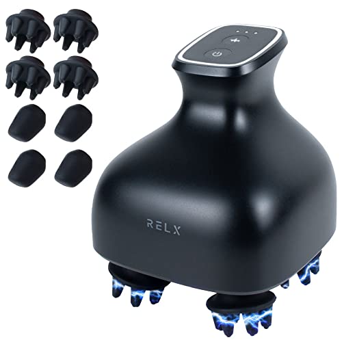 RELX EMS ヘッドスパ IPX7防水 (国内メーカー) 美容家電 頭皮ブラシ 頭皮ケア ギフト プレゼント スカルプケア (マットブラック)