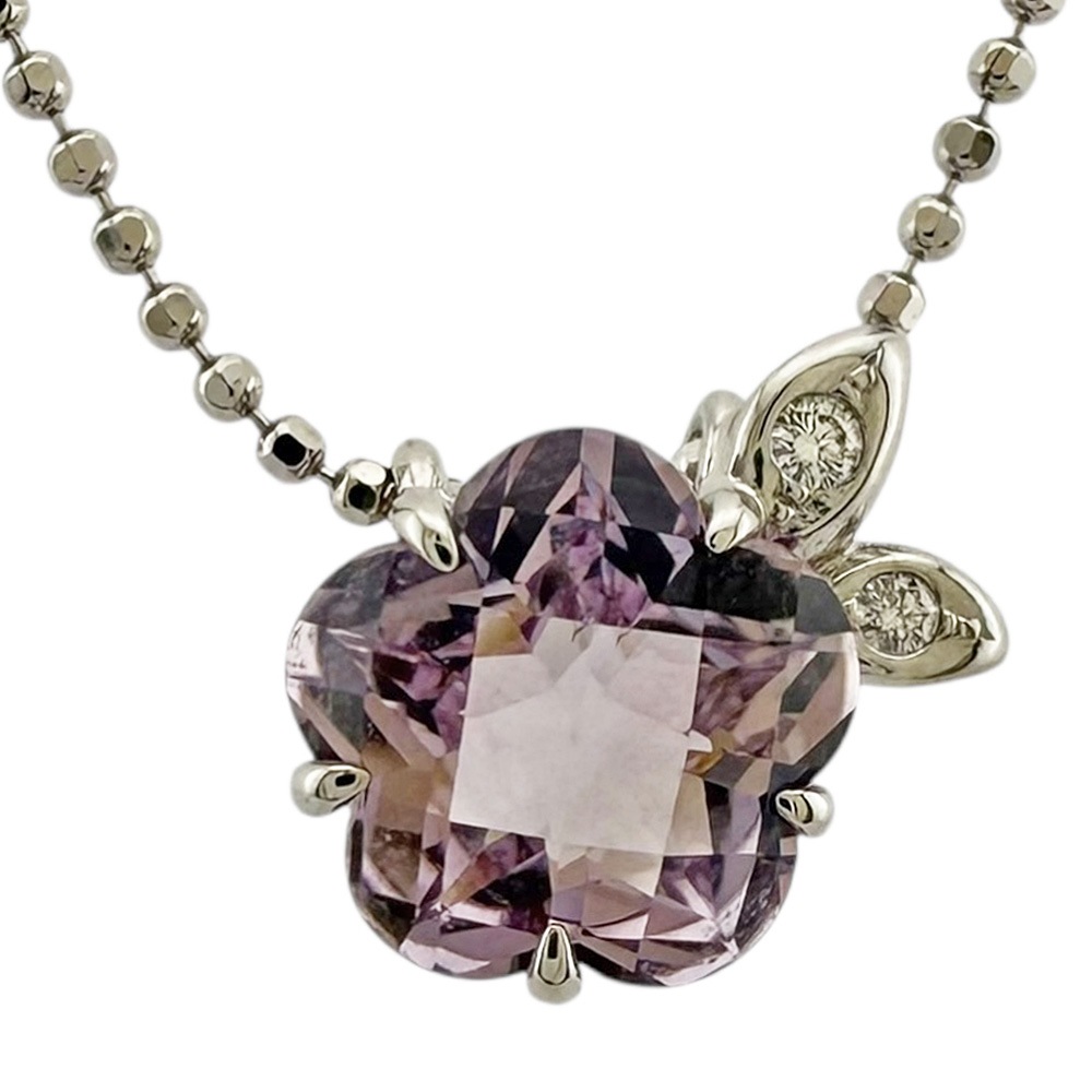 タサキ ネックレス 18金 K18ホワイトゴールド モルガナイト TASAKI 中古 美品