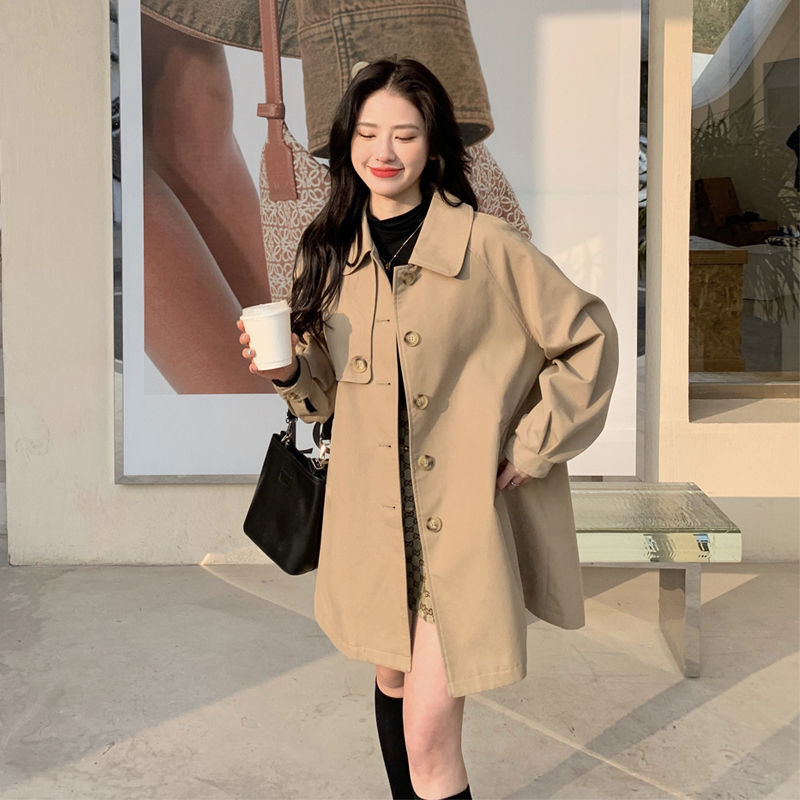 ウインドブレーカージャケット レディースミディアムロングSサイズ春秋新しい韓国風英国風ゆったり万能ケープ風ジャケットトレンド