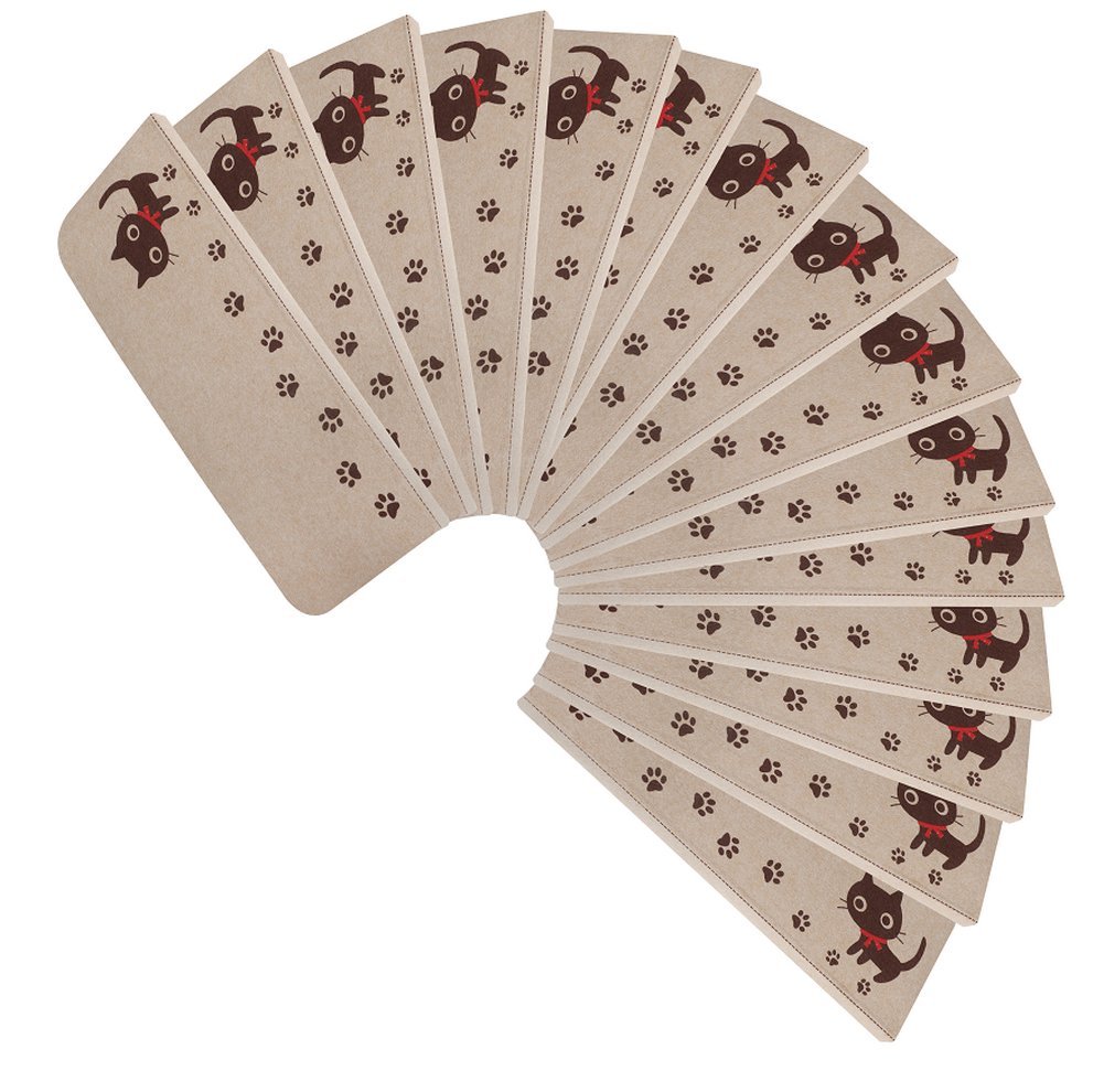 Four Piece 階段 マット 滑り止め 15枚 55×21cm 折り曲げ 吸着 ずれない 防音 可愛い おしゃれ ペット 犬 猫 黒猫柄