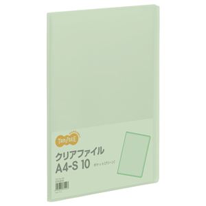 （まとめ） TANOSEE クリアファイル A4タテ 10ポケット 背幅8mm グリーン 1冊 (×50セット)