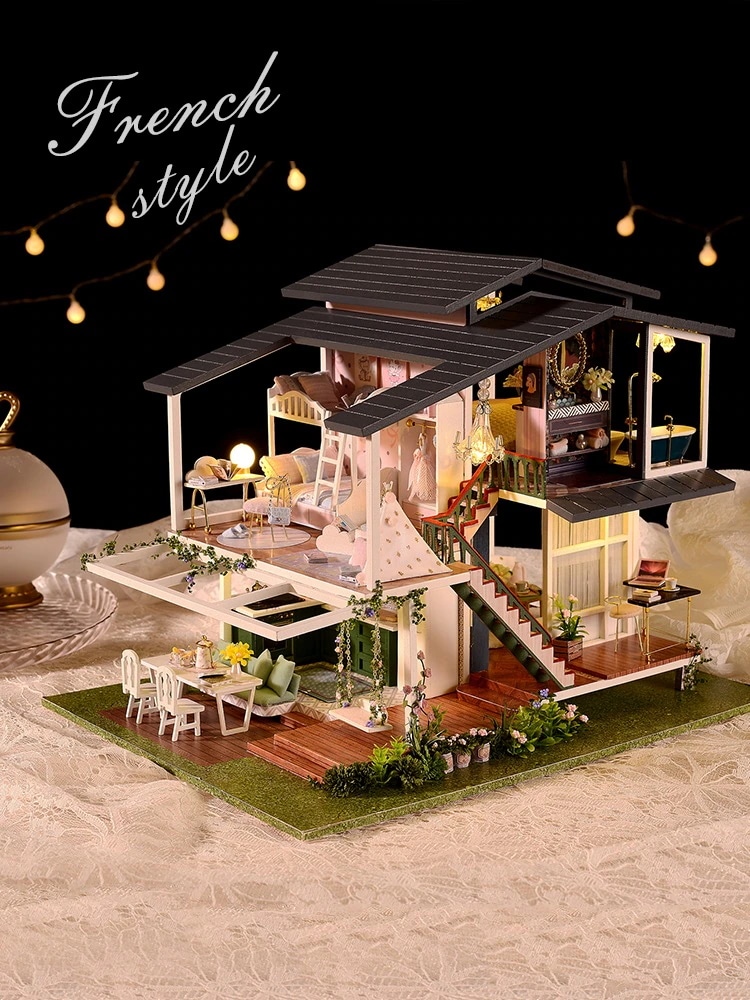 Diy コテージガーデン組立方法別荘建築モデル女性のための立体的な小さな家のギフト期間限定で30％オフの価格です
