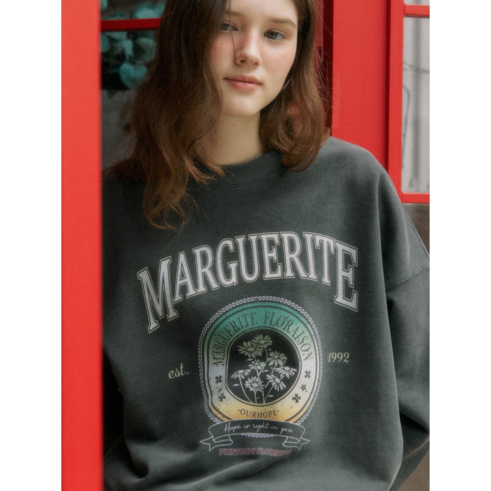 ourhope グラデーションマーガレットスウェットシャツピグメントグレー