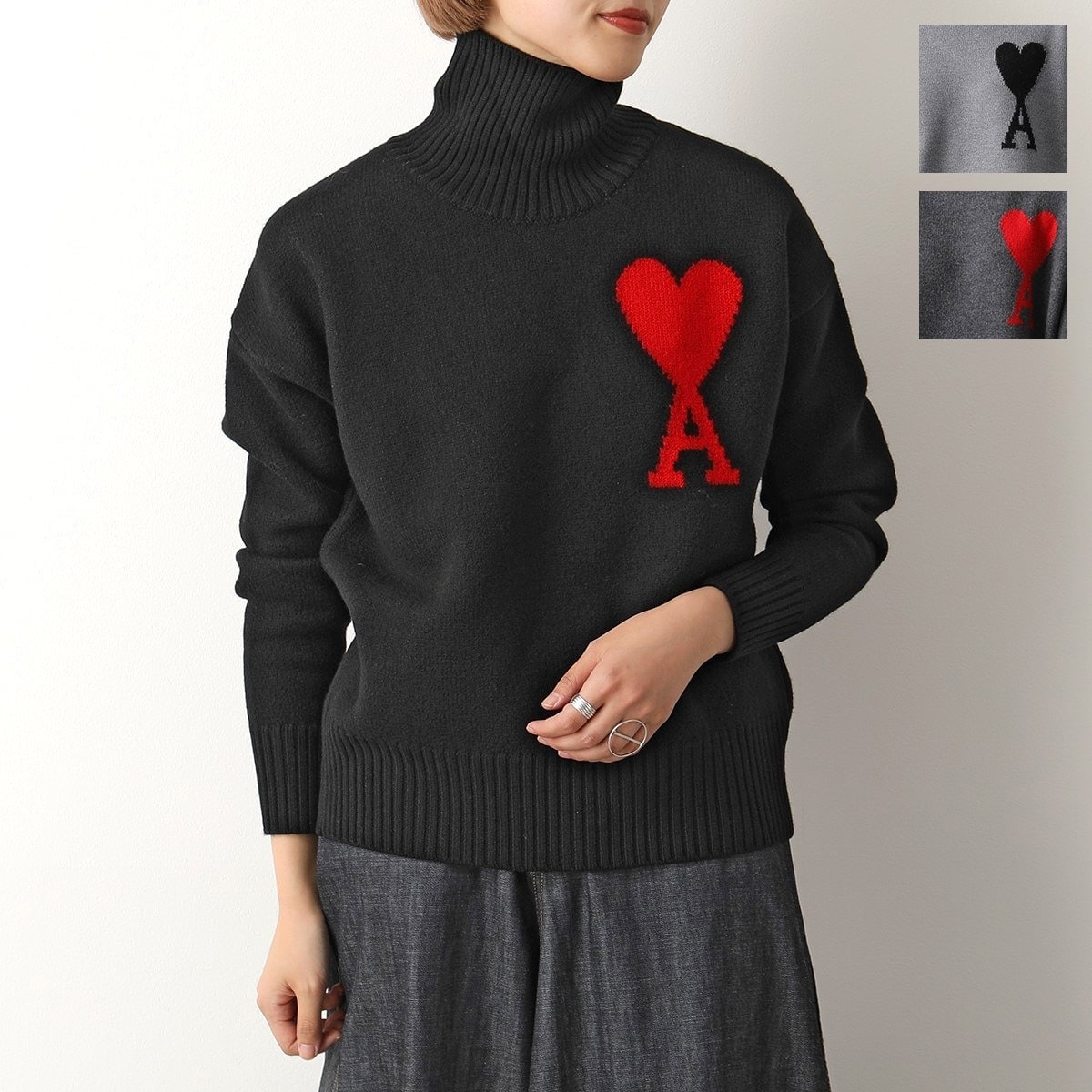 ami paris アミパリス セーター UKS402.018 レディース タートルネック ニット ハートロゴ ウール カラー4色