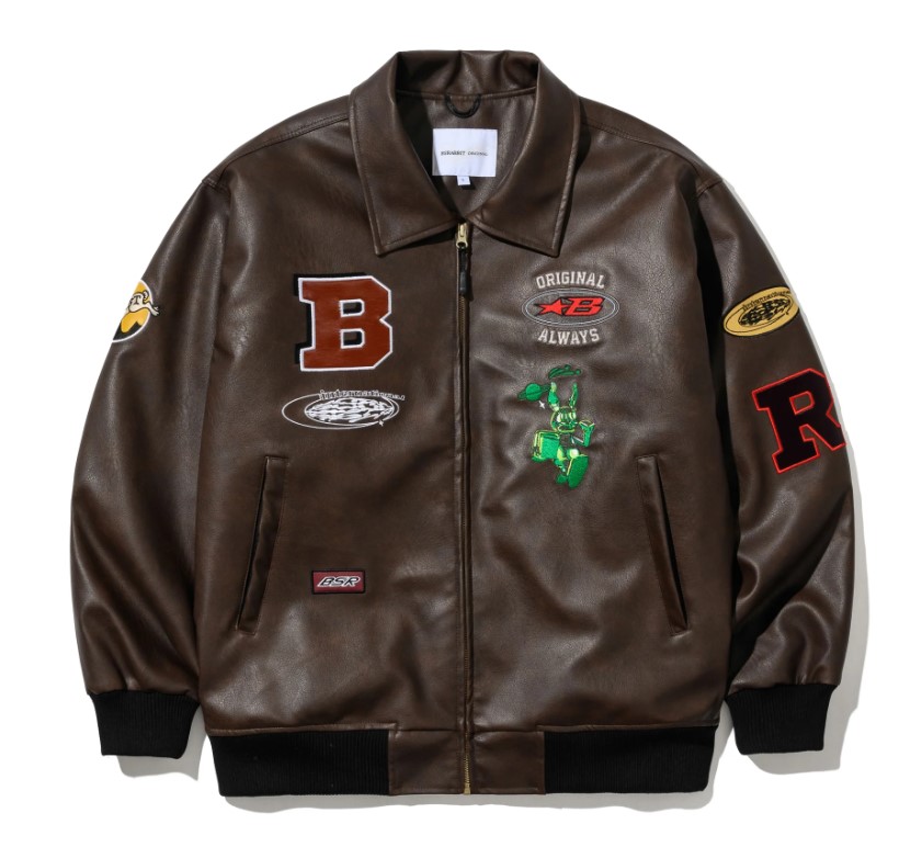 新品未使用 24-25 BSRABBIT JACKET STAR B VARSITY JACKET VINTAGE LEATHER BROWN XL 即日発送 土日祝発送OK 2
