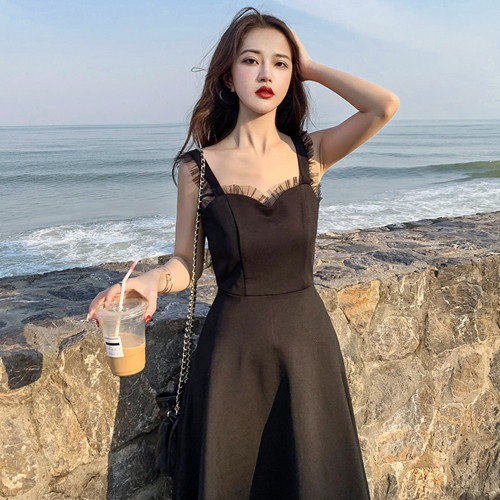 ワンピース ロング韓国ファッションロングワンピース韓国リアルショット夏新作レディース気質オフショルダードレスセクシーサスペンダードレスレディースフェアリー キャミワンピ 名入れ無料 Www Quartzhotel Mx