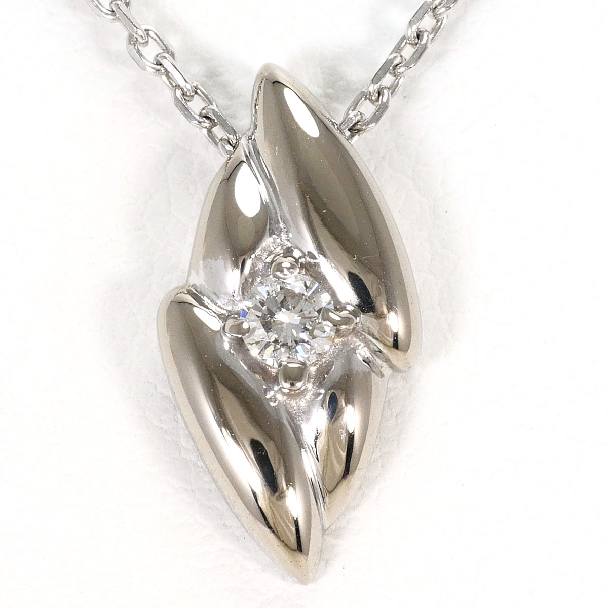 K9 9金 WG ホワイトゴールド ネックレス ダイヤモンド 0.09ct 総重量約3.6g 約40cm ジュエリー 中古