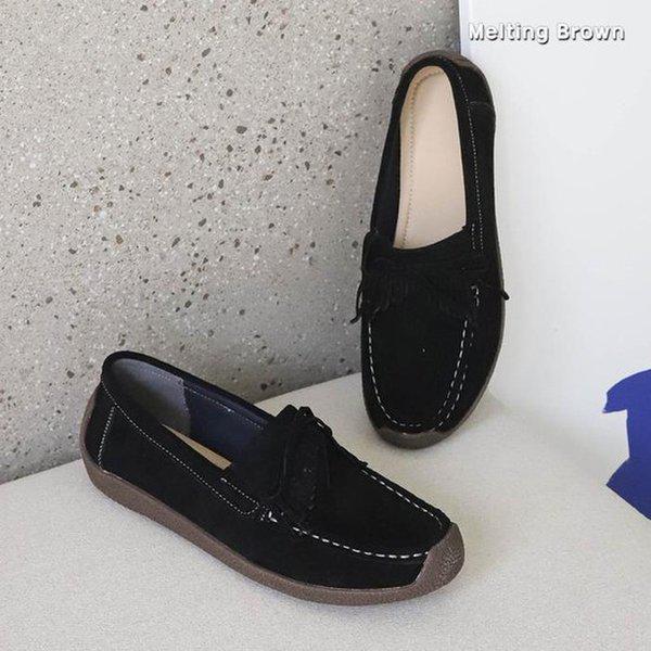 女性用秋の靴 タッセルローファー スエード SS59