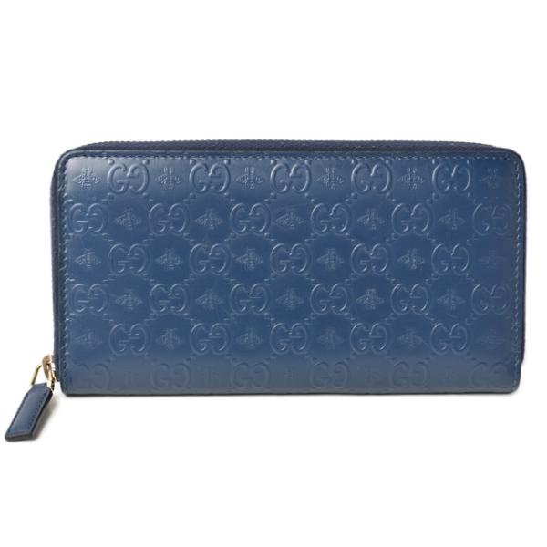 財布 ユニセックス GUCCI 長財布/ラウンドファスナー式 レザー ビー＆GG ブルー 406609