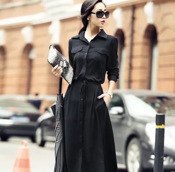 ワンピース シャツワンピース ロング丈 長袖 シャツカラー デザイン ボタン ギャザー 美ライン ニュアンス ベルト ウエストマーク 軽やか ドラマチック モノトーン リラックス かわいい 大人可愛い 5,465円