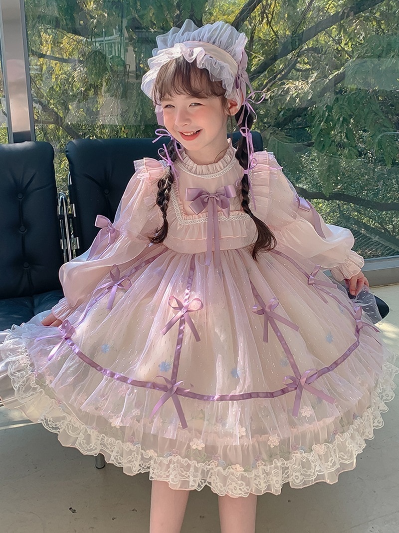 ロリータプリンセスドレス ロリータガールスウィートガーゼスカート長袖ワンピース夏新作