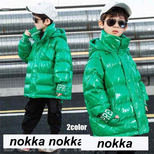子供服 ダウンコート アウター グリーンダウンジャケット ブラック 緑 青い ロング丈 子ども服
