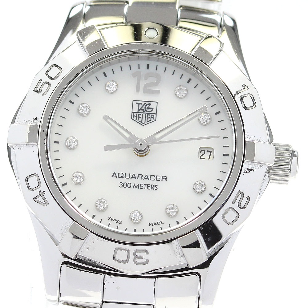 タグホイヤー TAG HEUER WAF1415 アクアレーサー 10Pダイヤ デイト クォーツ レディース _819598【中古】