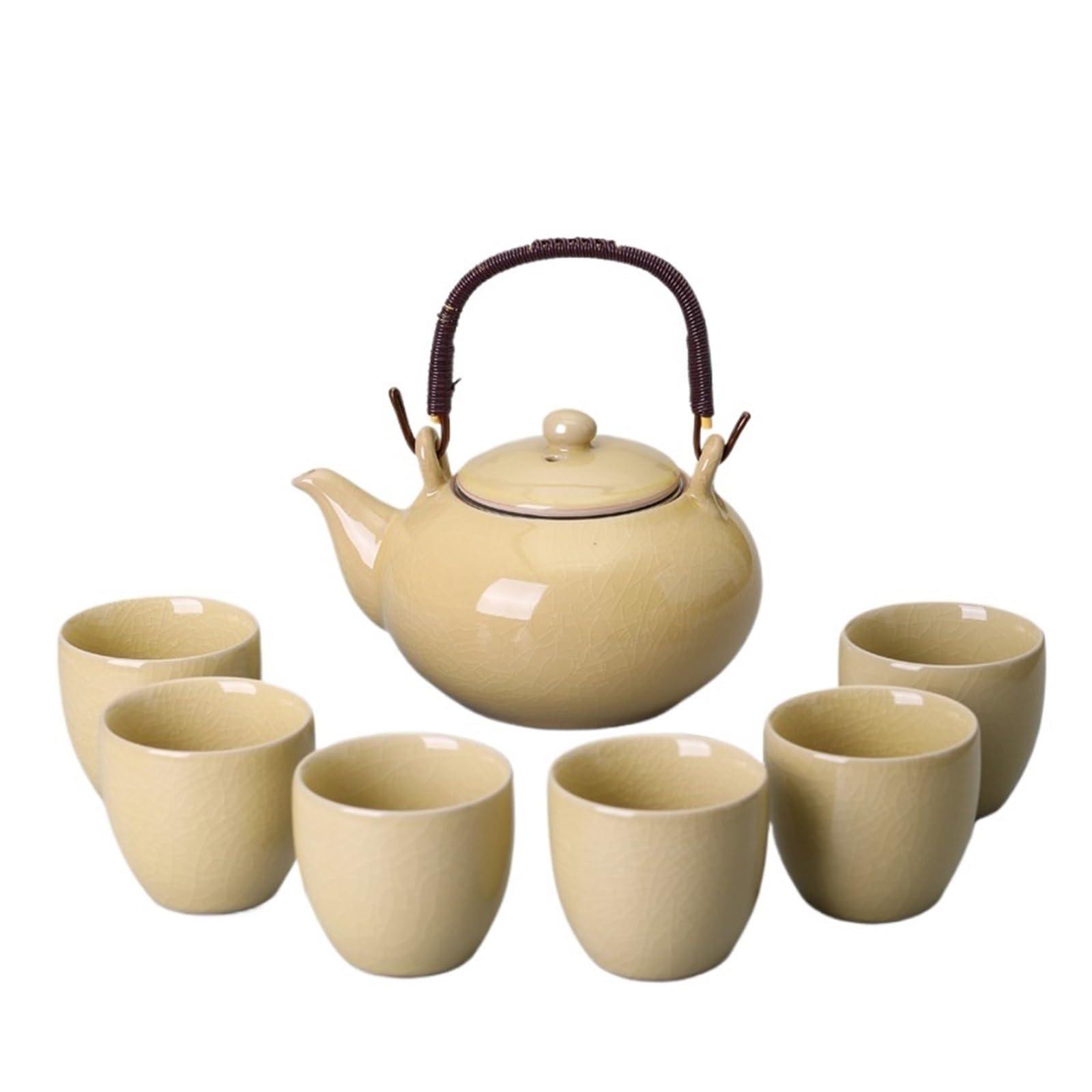 大容量ティーポットティーセット家庭用シンプルなカンフー 1 ポット 6 カップ施釉セラミックティーカップ(Color6)