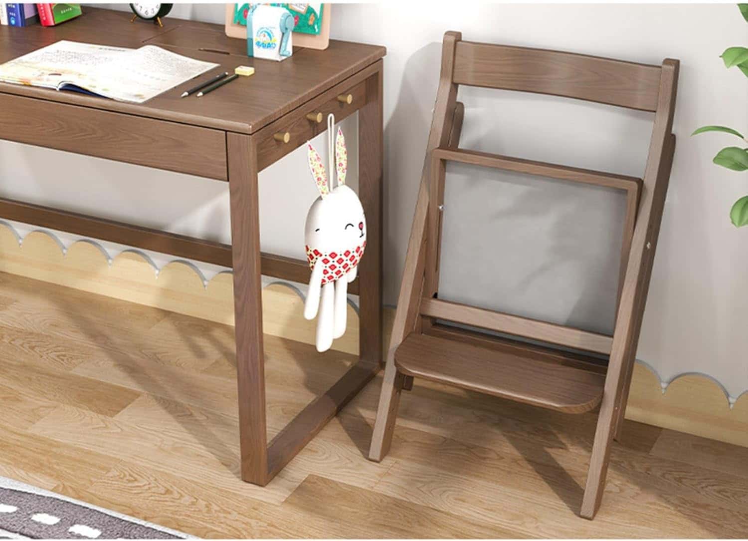 折りたたみ式木製ダイニングチェア 子供用昇降機能付き 介護用コンパクト 収納省スペース クッション付きカフェチェア 食卓チェア リビングチェア 家庭用 キッズ用 40*55*78cm 座面高さ53-4