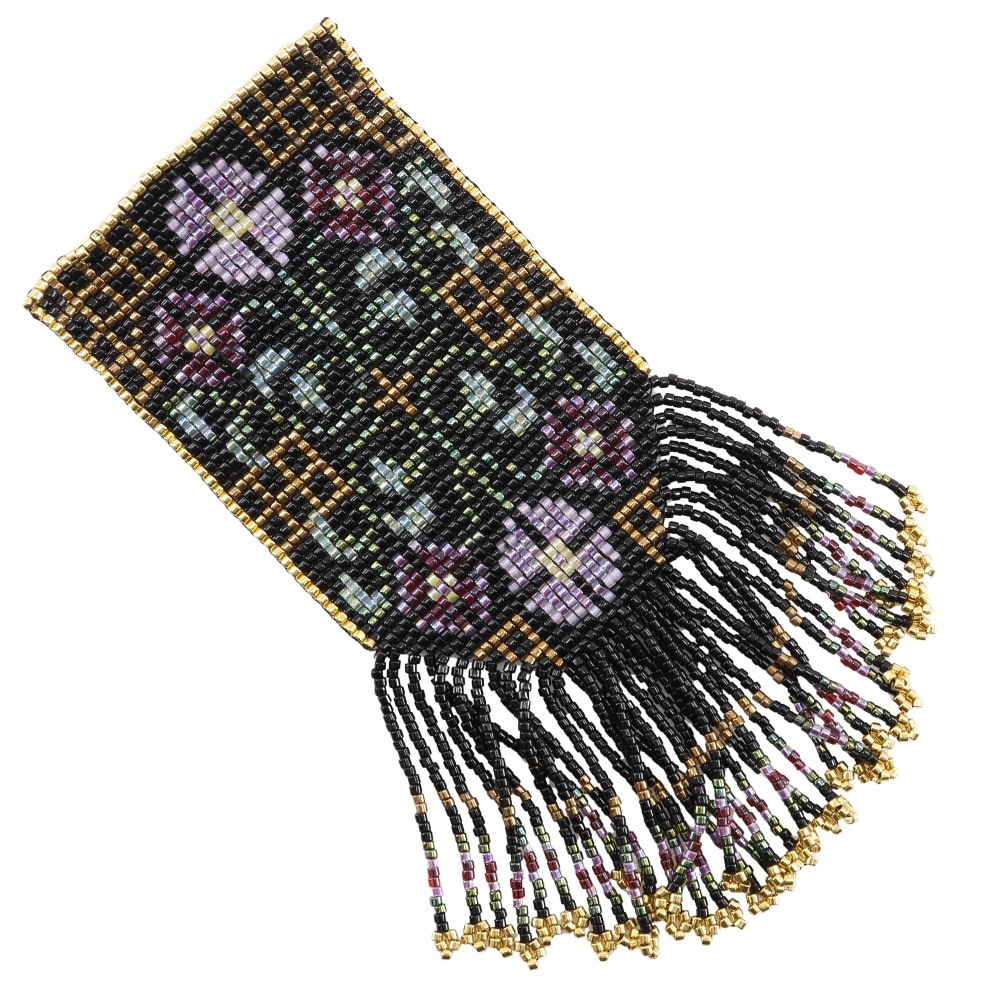 フラワー ブローチ 金メッキ ビーズ マルチカラー 約23.6g レディース 中古品 Aランク