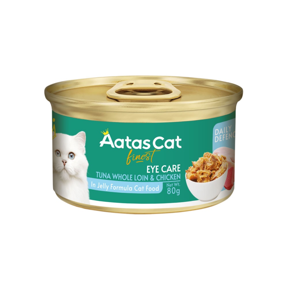 アタス キャットフード デイリーディフェンス　ツナ＆チキン　アイケア　80ｇ×24個（1ケース） グレインフリー 猫 ネコ オールステージ AatasCat