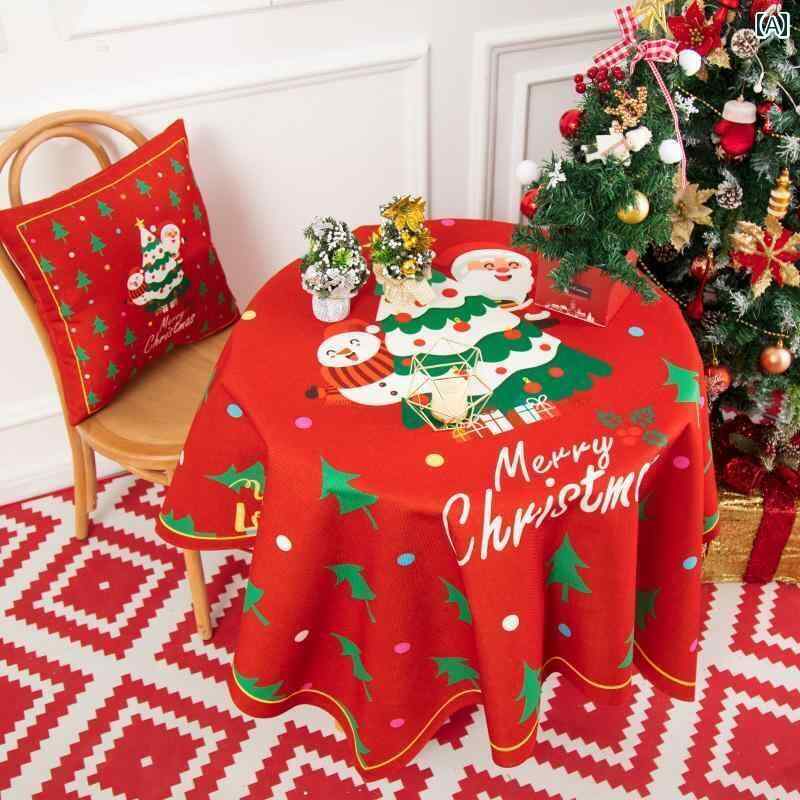テーブルクロス クリスマス おしゃれ 赤 緑 サンタクロース チェック ツリー コットン リネン 北欧 ダイニング コーヒー 正方形 長方形 マルチカバー パーティー