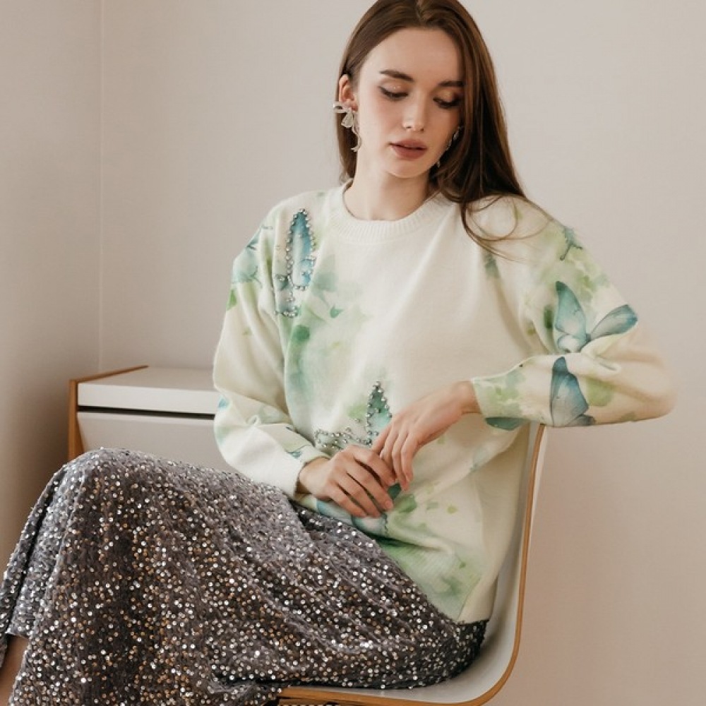 (マックス・カルティッジョ) ガーデニングキュービックプリントニット