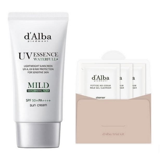 ヴィーガン ウォーターフマイルド 日焼け止め SPF 50+ PA+++ 50ml*1 +弱酸性ジェルクレンザー 9ml*1 (紫外線遮断.無機紫外線遮断剤. 角質ケア)