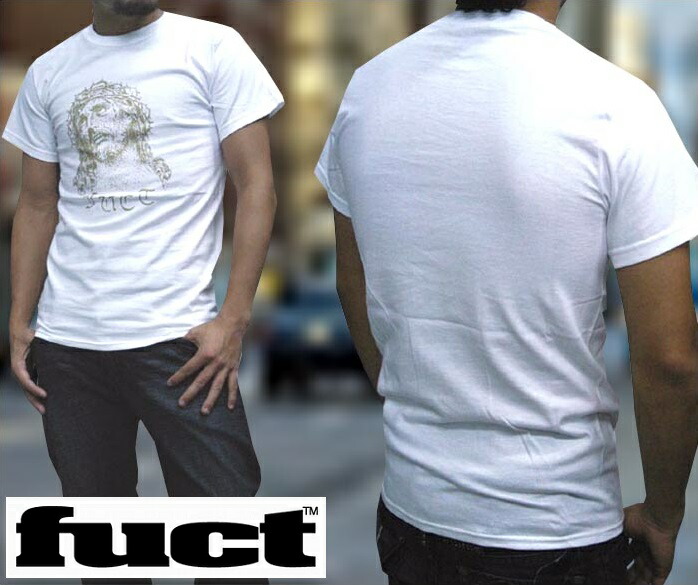 FUCT SSDD ファクト メンズ Tシャツ ジーザス ホワイト ゴールド インポート カジュアル ストリート スケーター ブランド スタイル HIPHOP ファッション ヒップホップ ウェアー B