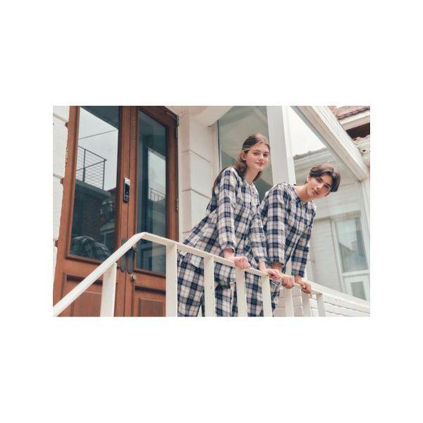 ビーナス正常先染め起毛チェックイージーフィットラウンド+起毛チェック男女カップルセットVEV3963.._P414219636