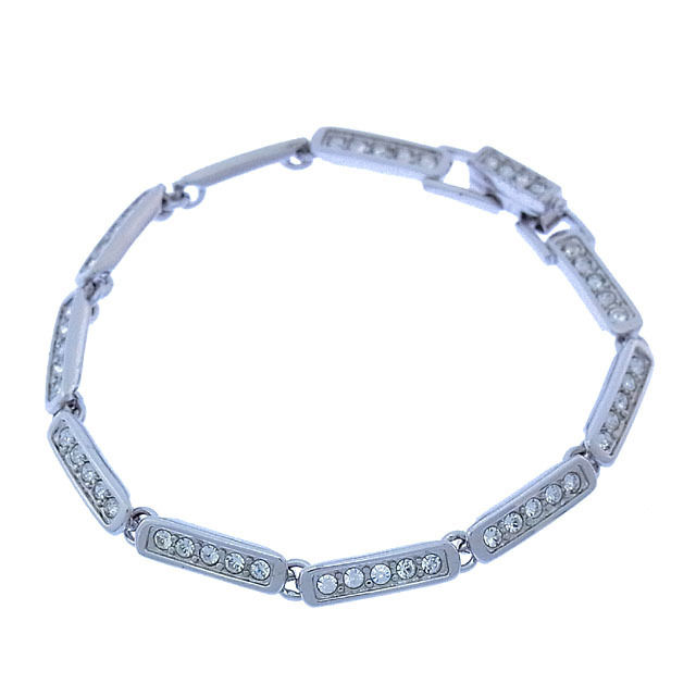ブレスレット アクセサリー クリスタル付き シルバー クリア 中古