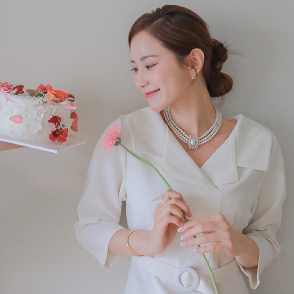 (JSTYLEのイーブレット) イーブレットベニベルカラーベルトセットドレス JSTYLE