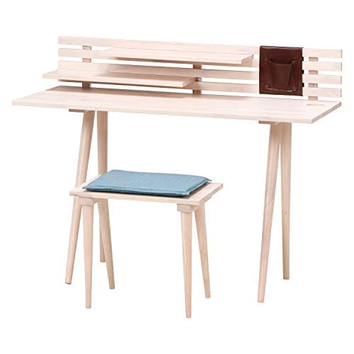 色：ホワイトウォッシュ 不二貿易 学習デスクセット 幅120cm ホワイトウォッシュ 棚付き Nat