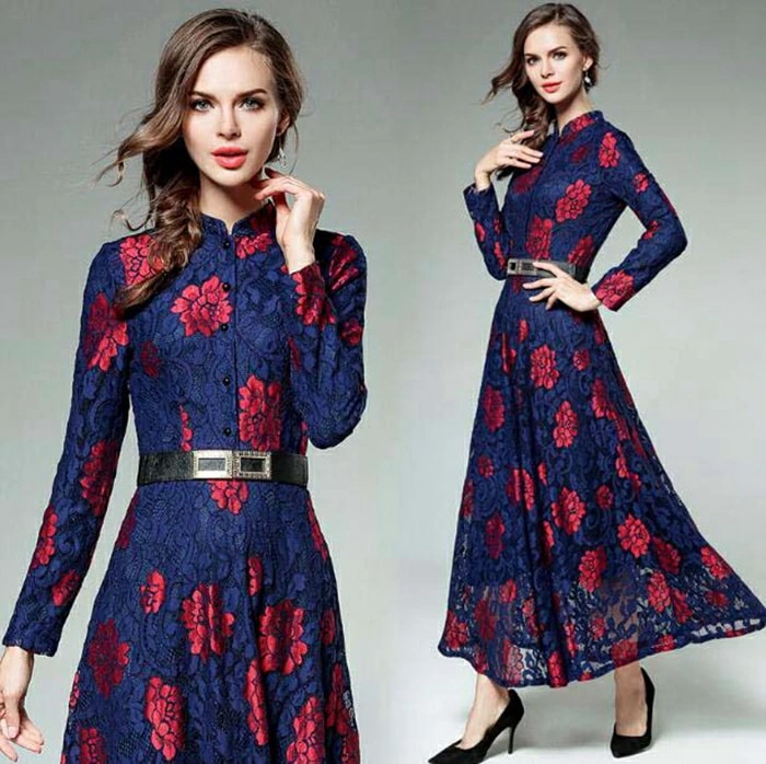 パーティードレス 花柄 ロングドレス 演奏会 結婚式 総レース 長袖 結婚式 ワンピース パーティードレス ロング 大きいサイズXXL　入園式 二次会 謝恩会 同窓会 服装 発表会 大人 フォーマル