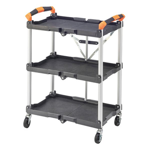 フォールディングワゴン ブラック 幅66×奥行き44×高さ85cm WG-305BK