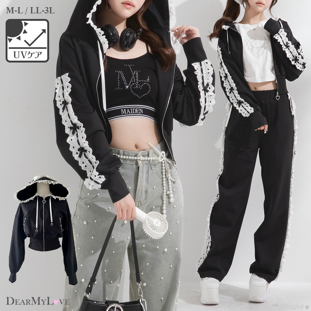 UVカットハートフリルサムホールパーカー【大きいサイズ有】 535751 カットソートップス