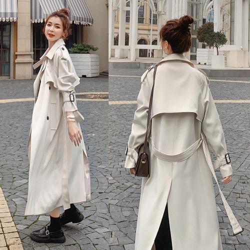 新しい トレンチコート スプリングコート ロング ライトアウター 韓国 春 秋 春先 コート アウター 白 黒 青 レディース スーツ とろみ かわいい 春コート 長袖 可愛い パフスリーブ 通勤 き