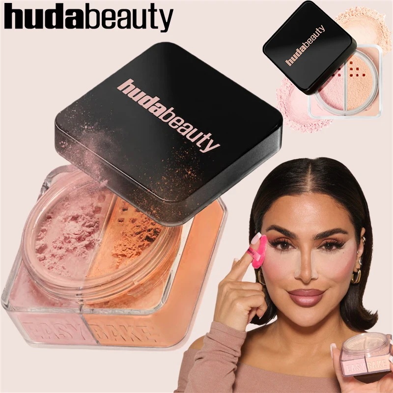 HudaBeauty イージーベイク ルースパウダー ブライトニング コレクティング デュオ ロングラスティング オイルコントロール ナチュラルフェイス ウォータープルーフ ブライトニング メイクアッ
